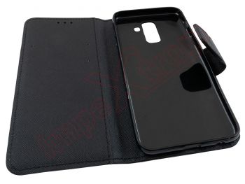 Black book case with internal holder for Samsung Galaxy A6 Plus 2018, A605G